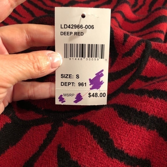 LUSH Deep Red\Black Animal Print Sweater Dress - Picture 5 of 7